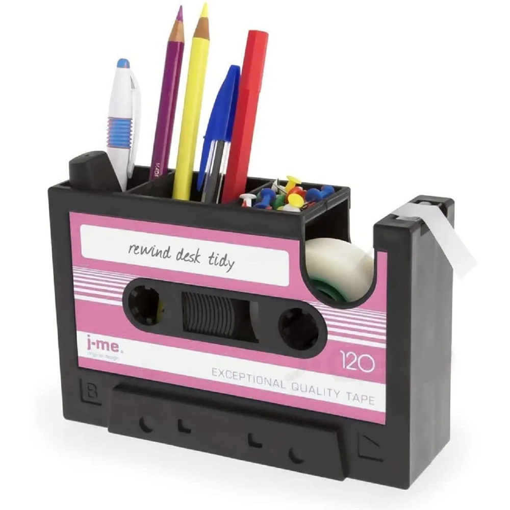 Organizador de escritorio vintage con portalápices estilo casete - imagen 4