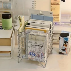 Cesta de almacenaje nórdica moderna en acero inoxidable con rejilla