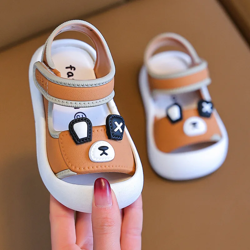 Sandalias de verano impermeables de PVC con velcro y oso animado - imagen 4