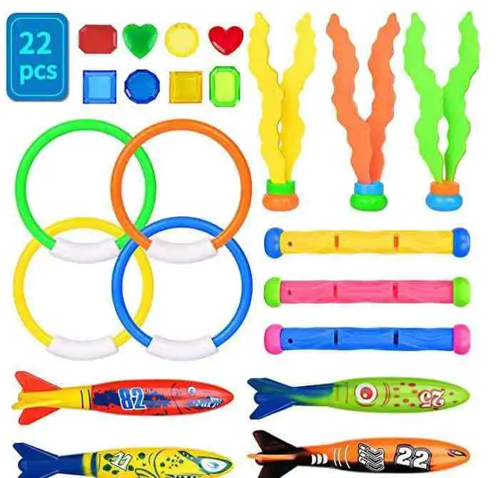 Juguetes de buceo acuáticos para piscina: anillo y varita - imagen 2