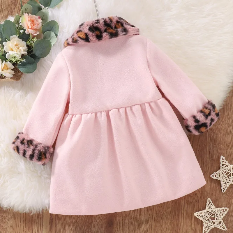 Abrigo de lana para niña con estampado leopardo - imagen 4