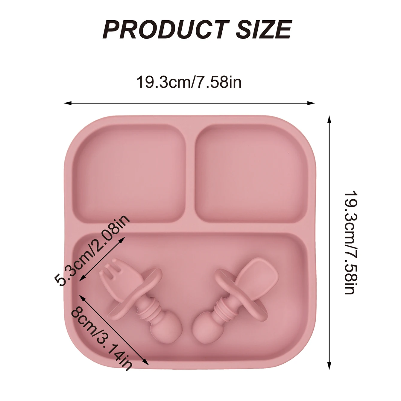 Platos de succión en silicona para bebés con cubiertos sin BPA
