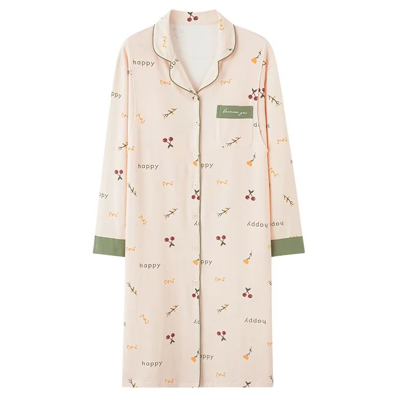 Camisón de lactancia de algodón forrado para embarazadas - imagen 5