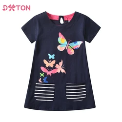 DXTON Vestido de algodón para niña verano con mariposas