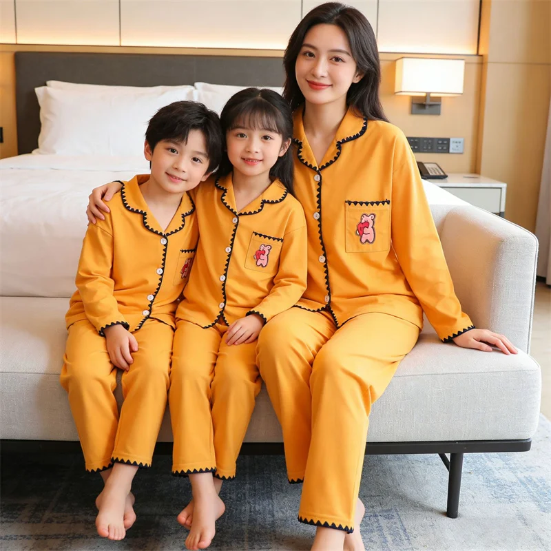 Pijamas familiares de manga larga con camiseta y pantalón cómodo - imagen 4