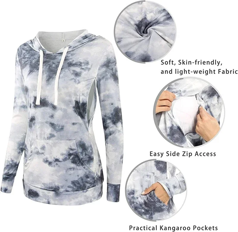 Sudadera con capucha de lactancia a rayas para invierno - imagen 3
