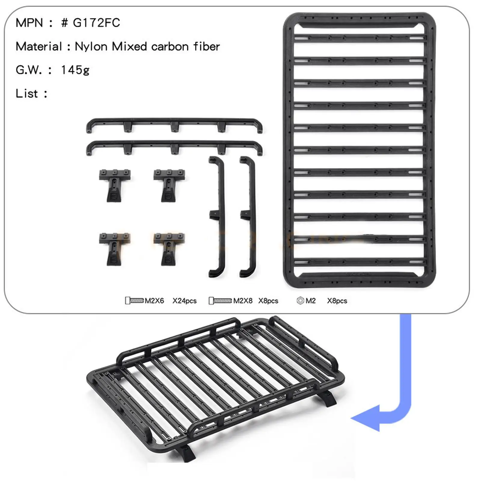 Portaequipajes de techo RC ligero y práctico, repuesto para coche - imagen 5