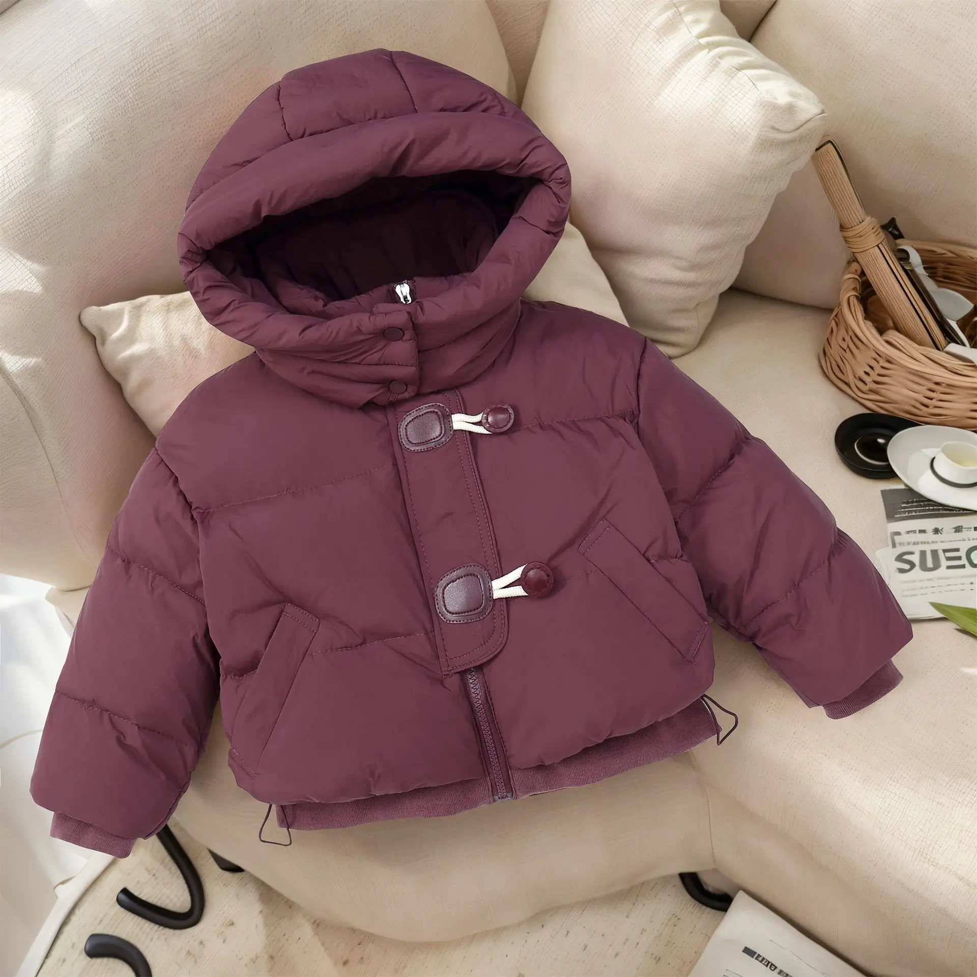 Abrigo de invierno con capucha para niños y niñas cálido - imagen 3