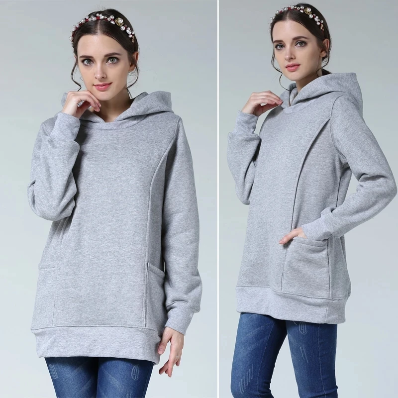 Sudadera de forro polar para lactancia de invierno maternidad cálida - imagen 4