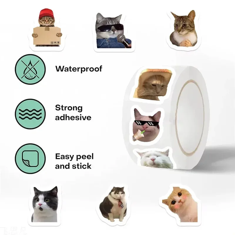 Pegatinas impermeables de gatos divertidos para móvil y portátil