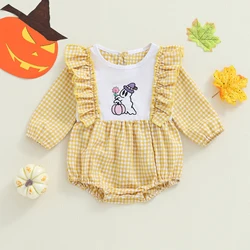VISgogo Pelele de niña con cuadros y motivo Halloween de otoño