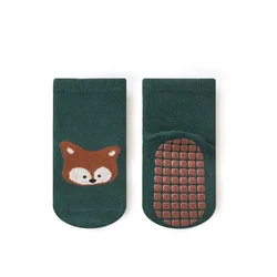 Calcetines antideslizantes infantiles de suelo con zorro y oso