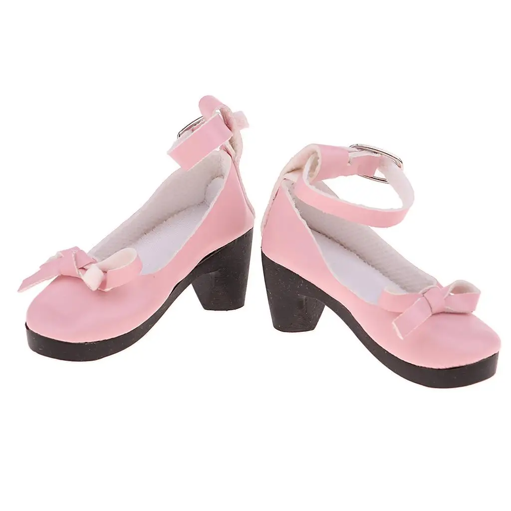 Zapatos de tacón Super Dollfie con correa al tobillo y lazo rosa - imagen 4