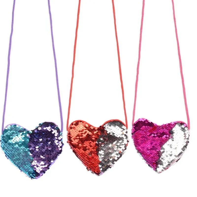Bolso bebé monedero con lentejuelas corazón brillante para niños - imagen 4