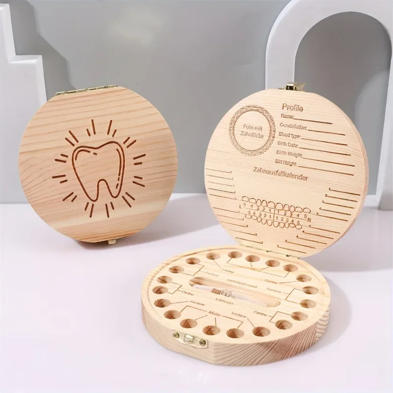 Caja de madera para dientes y cordón umbilical bebé