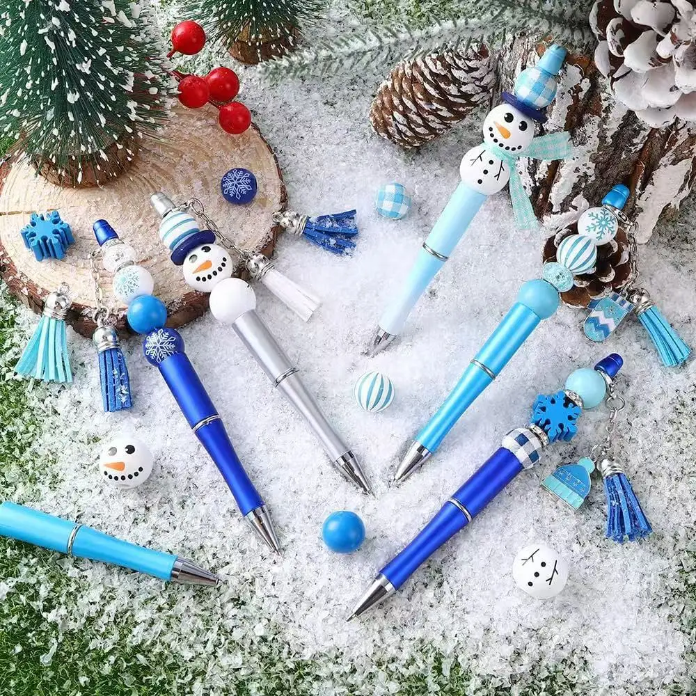 Bolígrafo con cuentas navideñas para regalos escolares con dijes