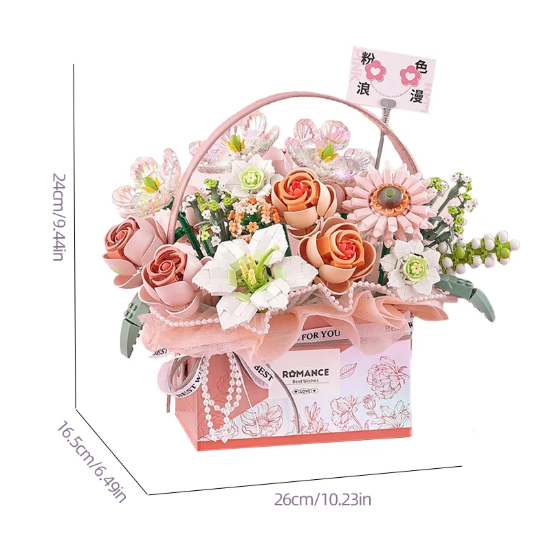 Bloques de construcción con flores rosadas para niñas - imagen 5