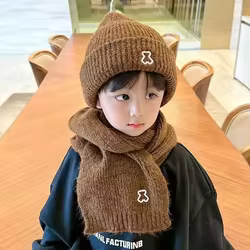 Gorro y bufanda infantil de punto suave para invierno