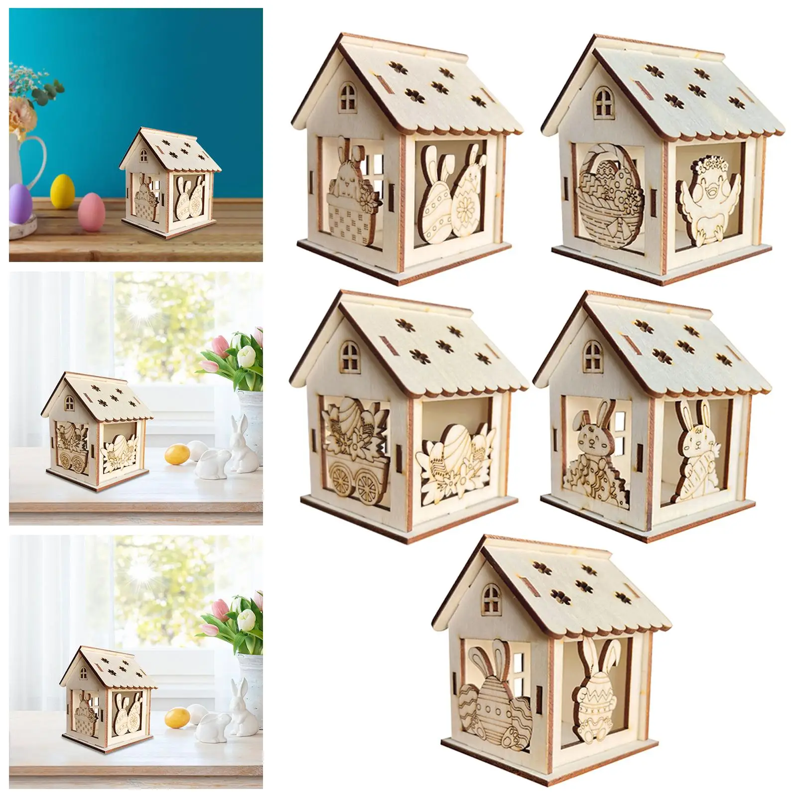 Kit de manualidades de pascua para casitas de madera con resorte - imagen 4