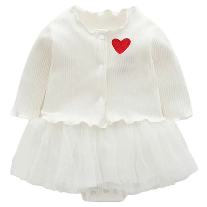 Conjunto recién nacida niña mono princesa a rayas sin mangas y abrigo - imagen 3