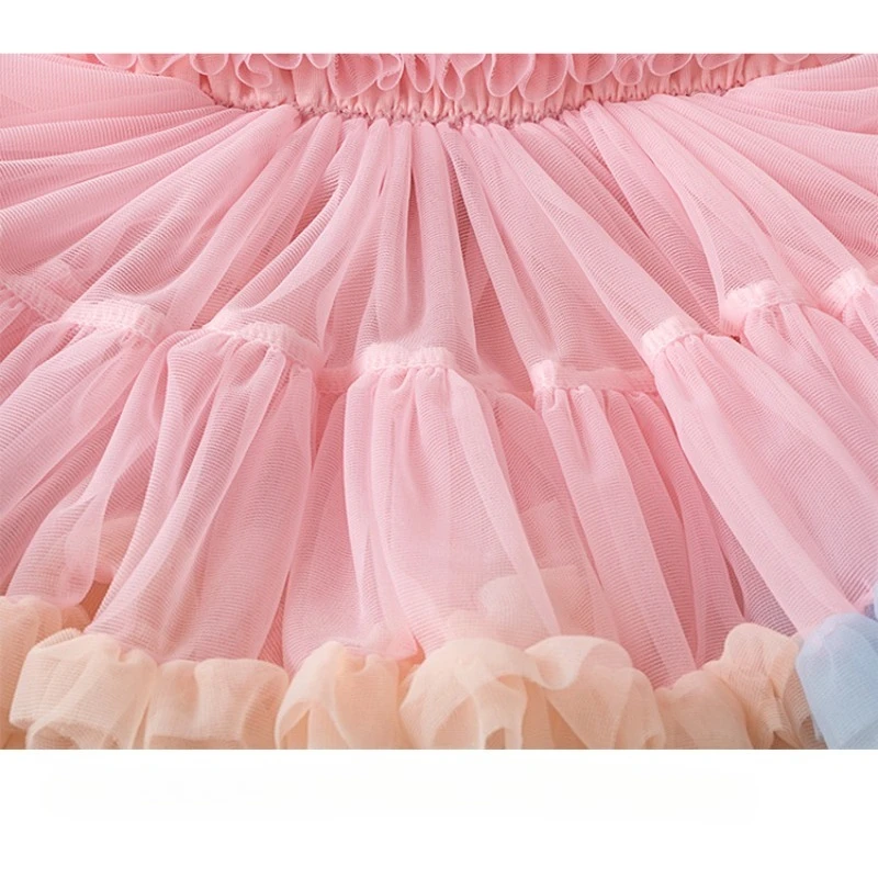Vestido de princesa para niña sin tirantes con tul en capas - imagen 4