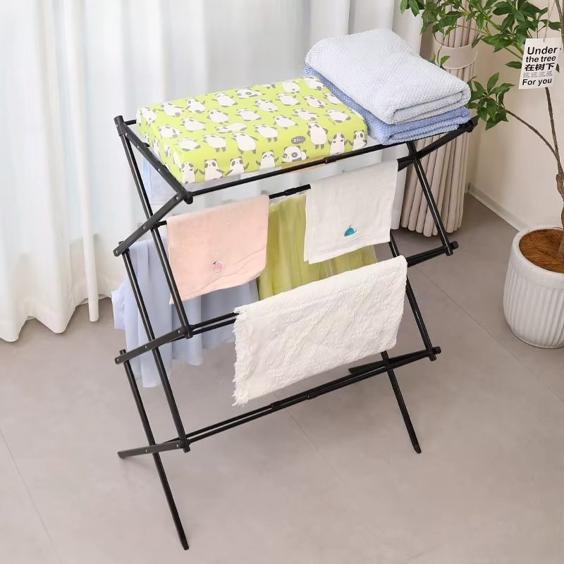 Tendedero plegable de hierro para ropa en patio y balcón