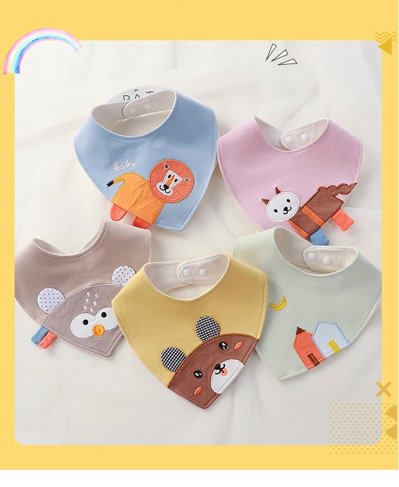 Baberos triangulares con estampado infantil para recién nacidos