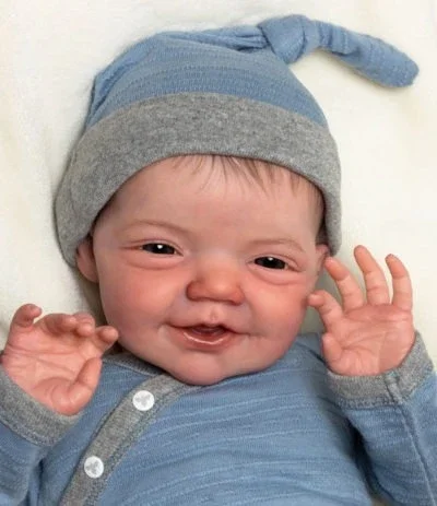 NPK Muñeca Reborn Charlie con sonrisa y piel 3D pintada a mano - imagen 4