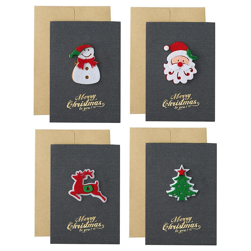 Tarjetas Navideñas ZYF – Fieltro 3D en papel nacarado gris - imagen 2