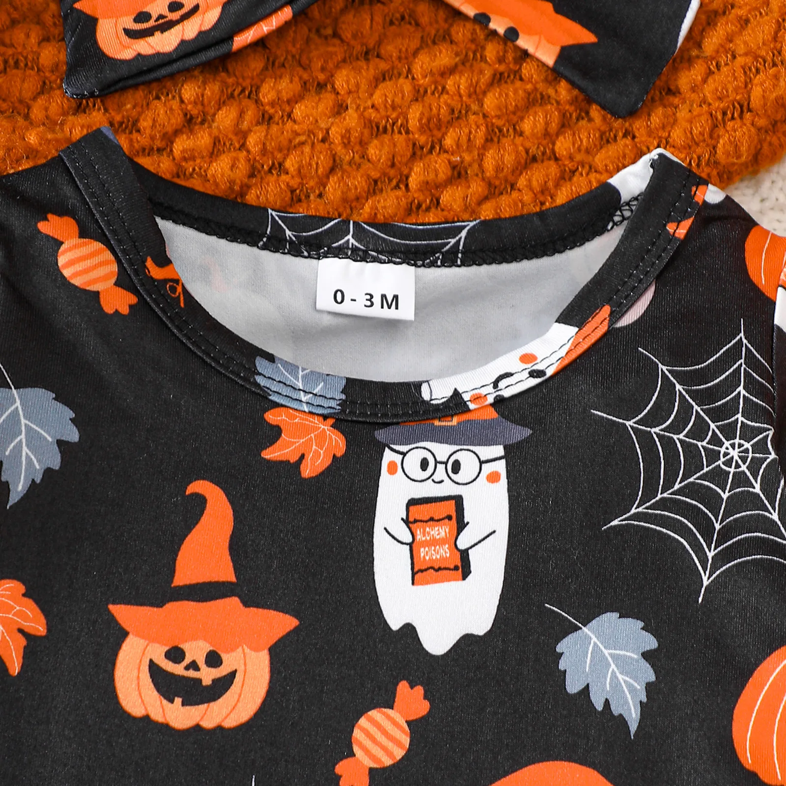 Tregren mameluco de Halloween para bebés con diadema y campana - imagen 3