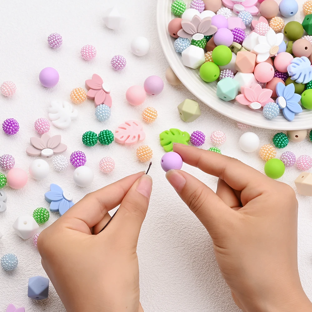 Cadena de chupete en silicona con cuentas florales para bebé - imagen 4