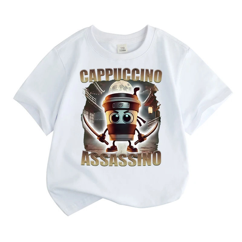Camiseta manga corta con tiburón para niños y niñas, cuello redondo - imagen 4