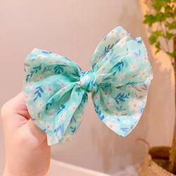 Horquillas para niña con estampado y lazo, accesorios del pelo