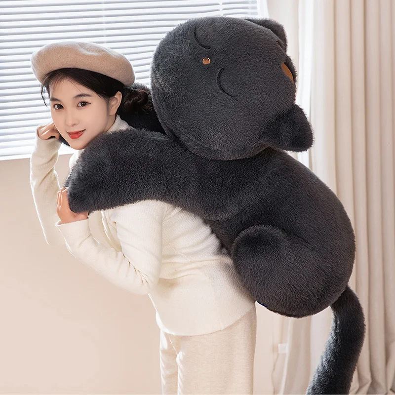 Cojín de felpa de gato negro – Peluche suave para regalar - imagen 4