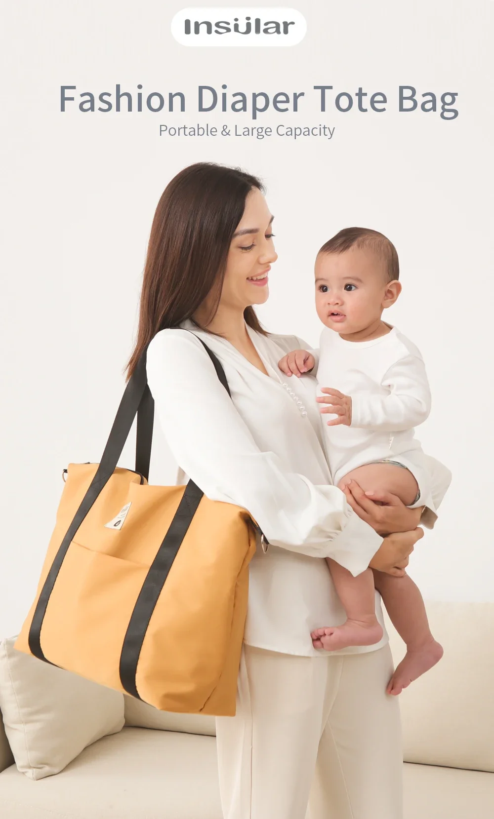 Bolso insular abierto mostrando compartimentos internos