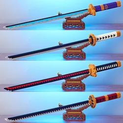 Bloques de construcción anime japonés con katana samurái