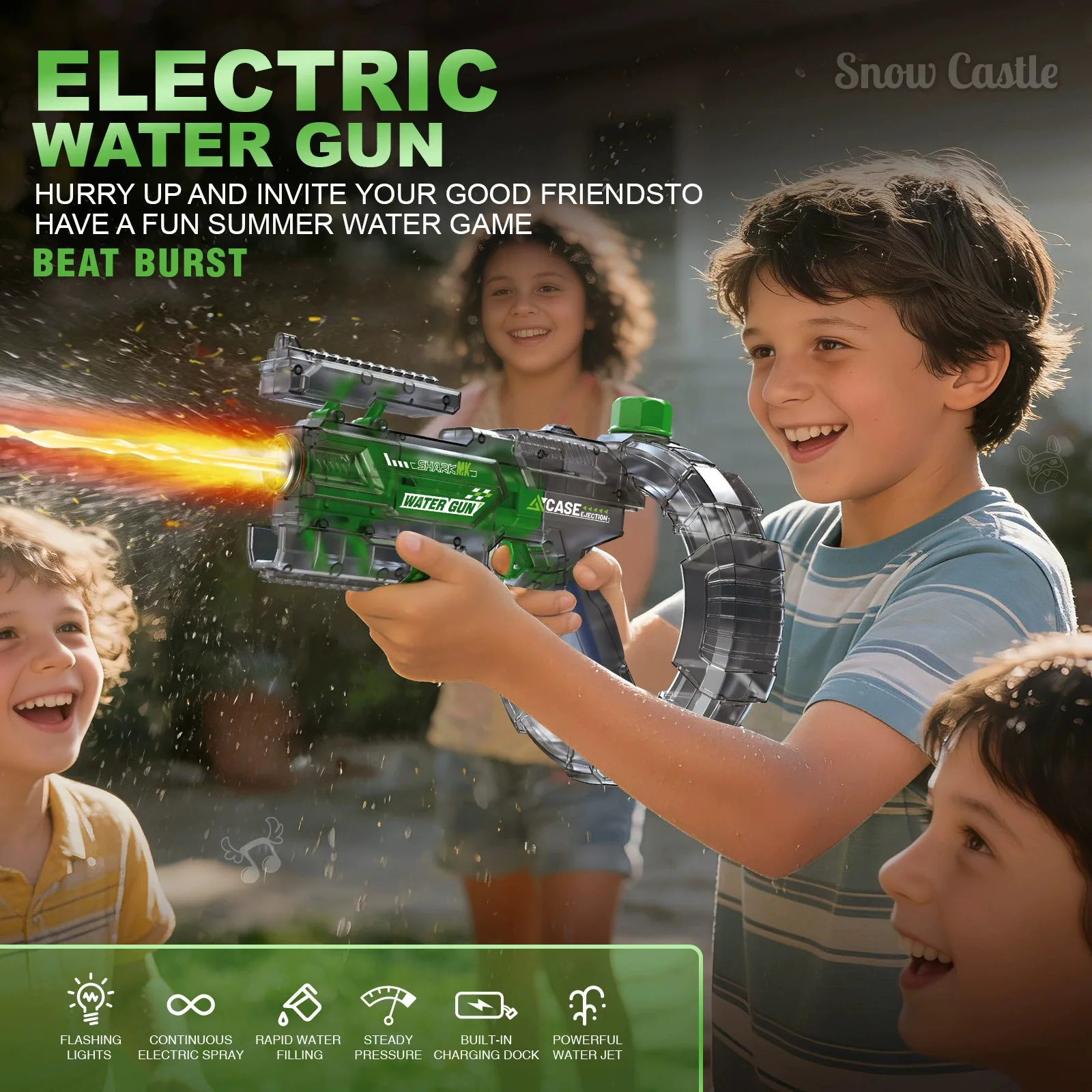 Pistola de agua eléctrica espacial: ráfagas automáticas LED - imagen 5