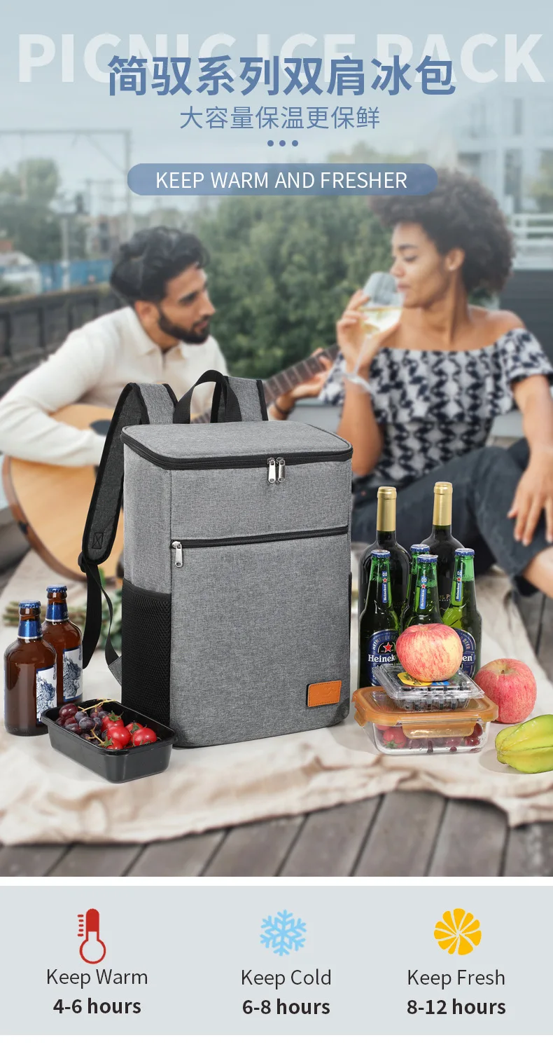 Bolsas térmicas de diferentes tamaños apiladas una encima de otra