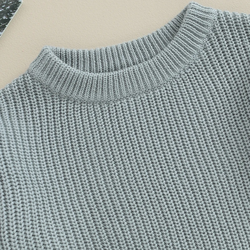 Jersey de punto con manga larga y cuello redondo para niños