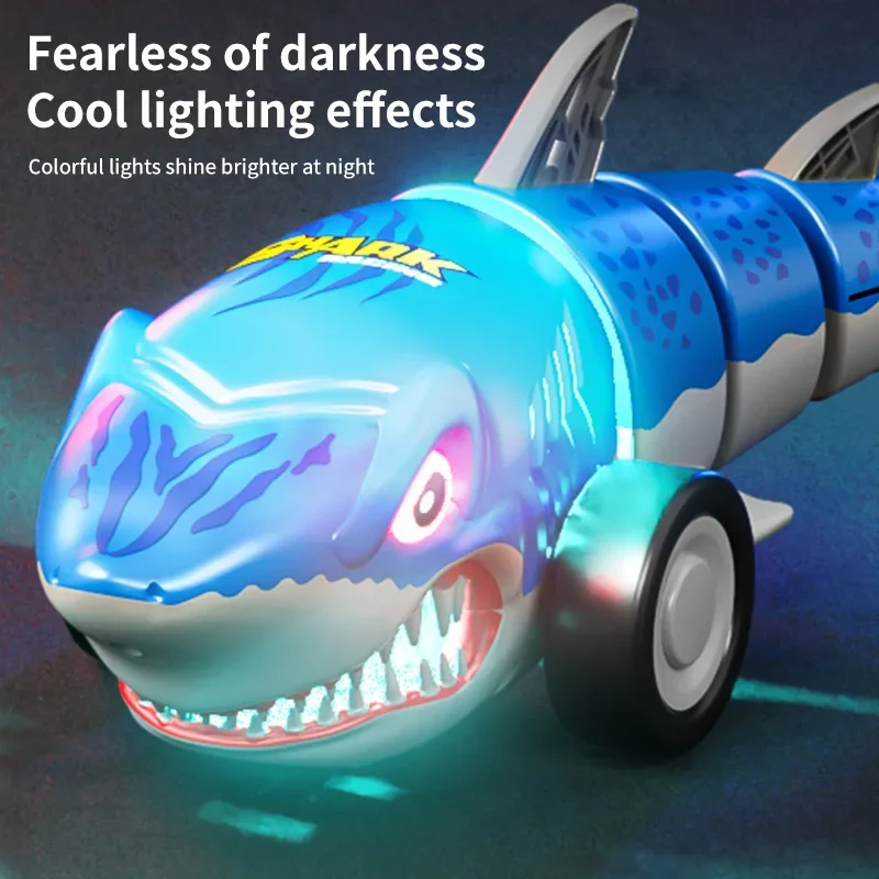 Coche RC tiburón con LED y columpio giratorio 360 para niños - imagen 2