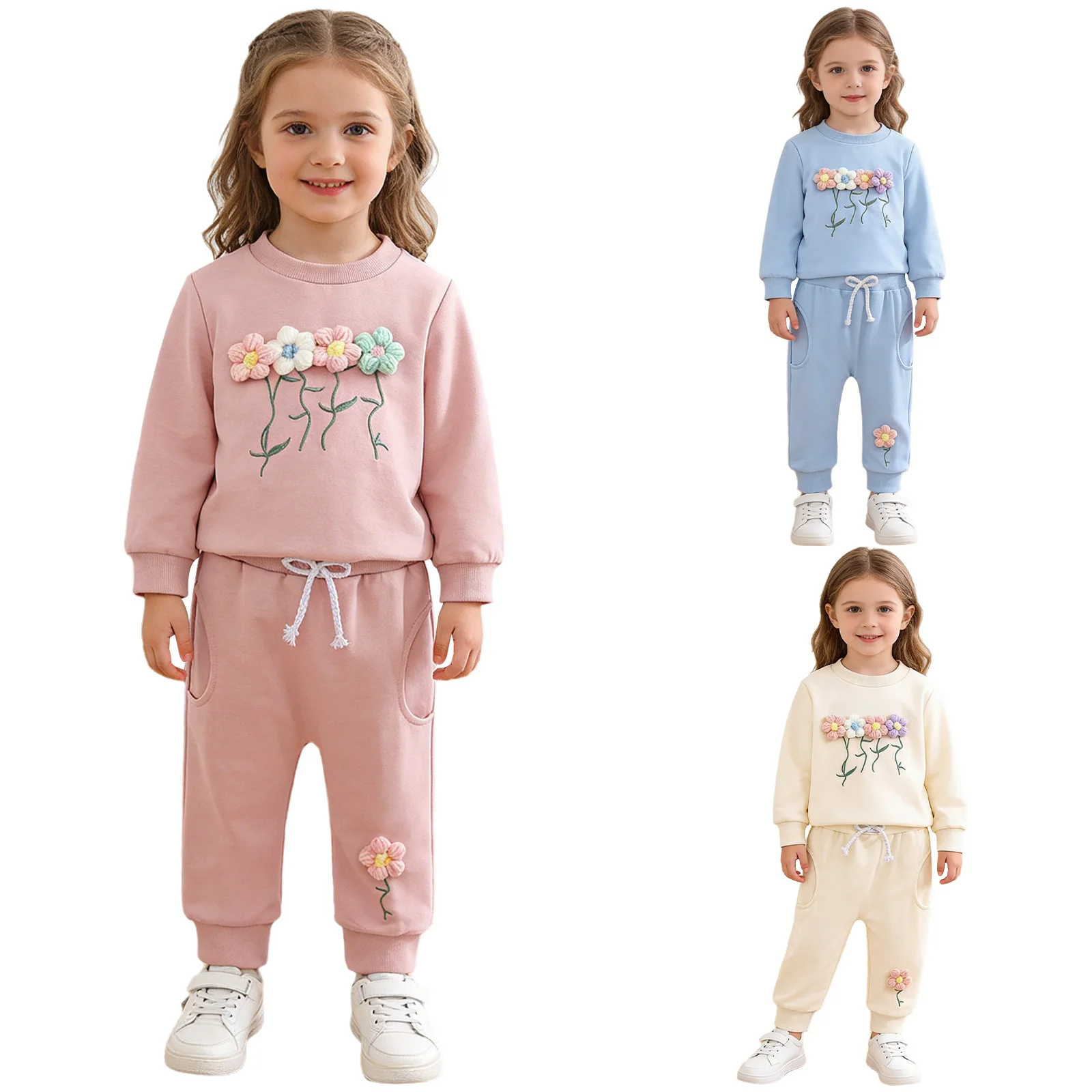 Conjunto infantil con sudadera de manga larga y pantalón de cintura elástica