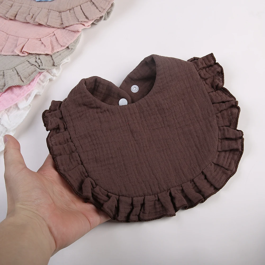 Babero para bebé de muselina algodón con broche ajustable y volantes