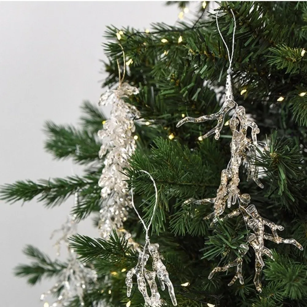 Colgante carámbano de Navidad acrílico con hojas artificiales - imagen 4