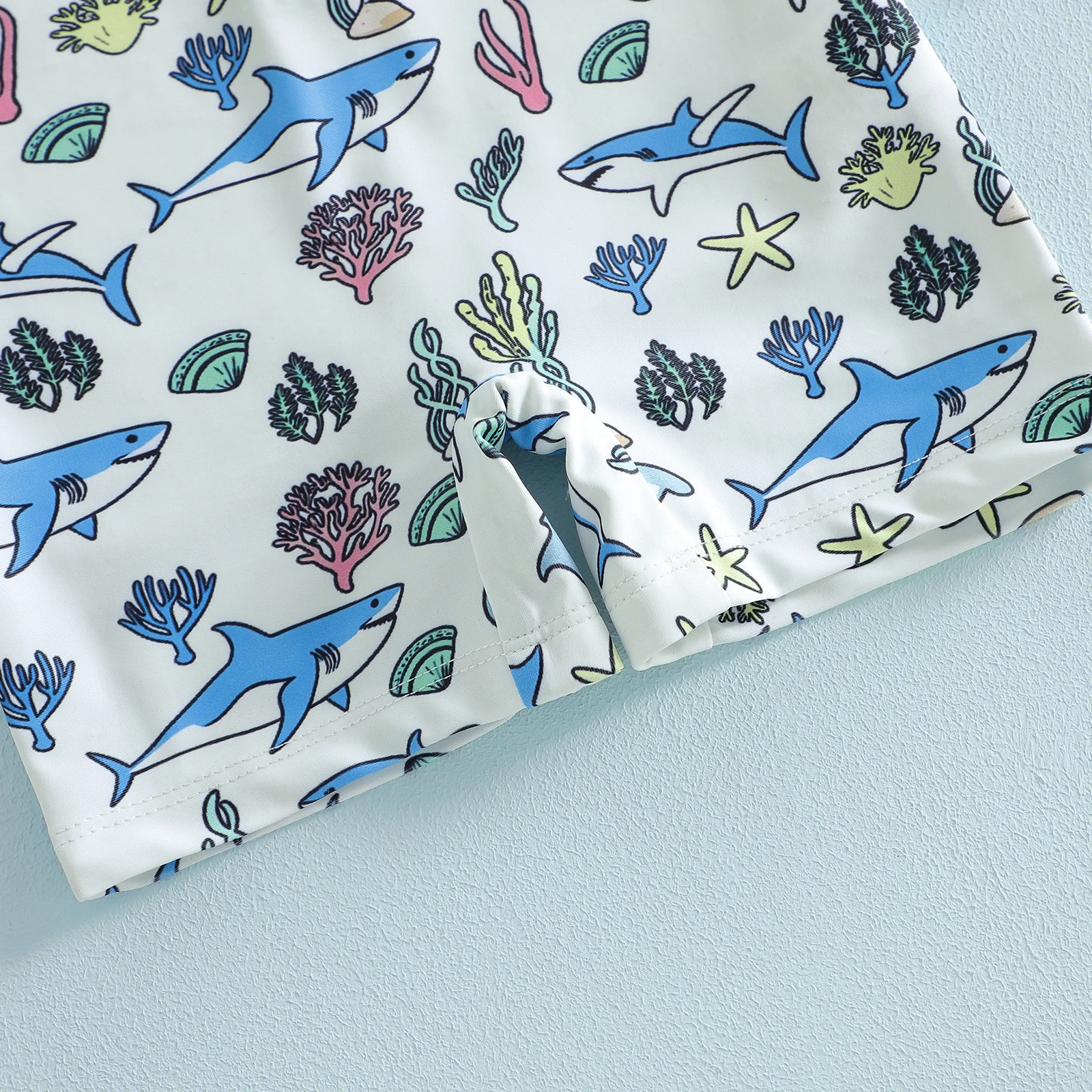 Traje de baño infantil manga larga con estampado marino y gorro - imagen 2