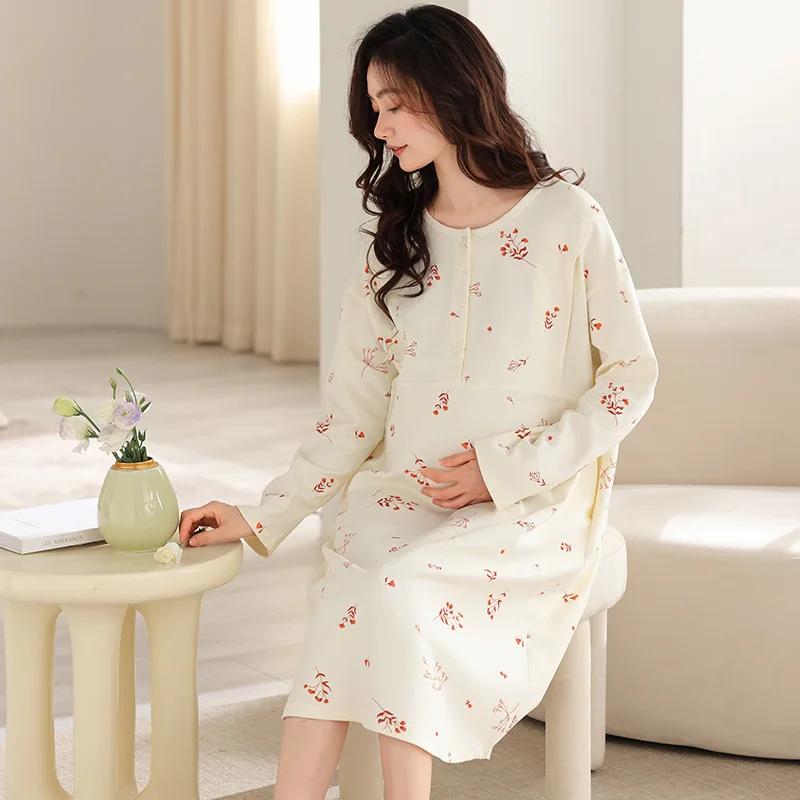 Vestido cómodo para embarazo y lactancia – cuello redondo postparto - imagen 4