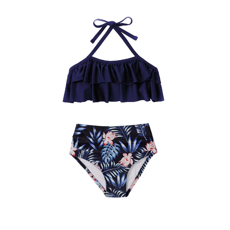 Traje de baño niña con volantes estampado, dos piezas verano a juego - imagen 2