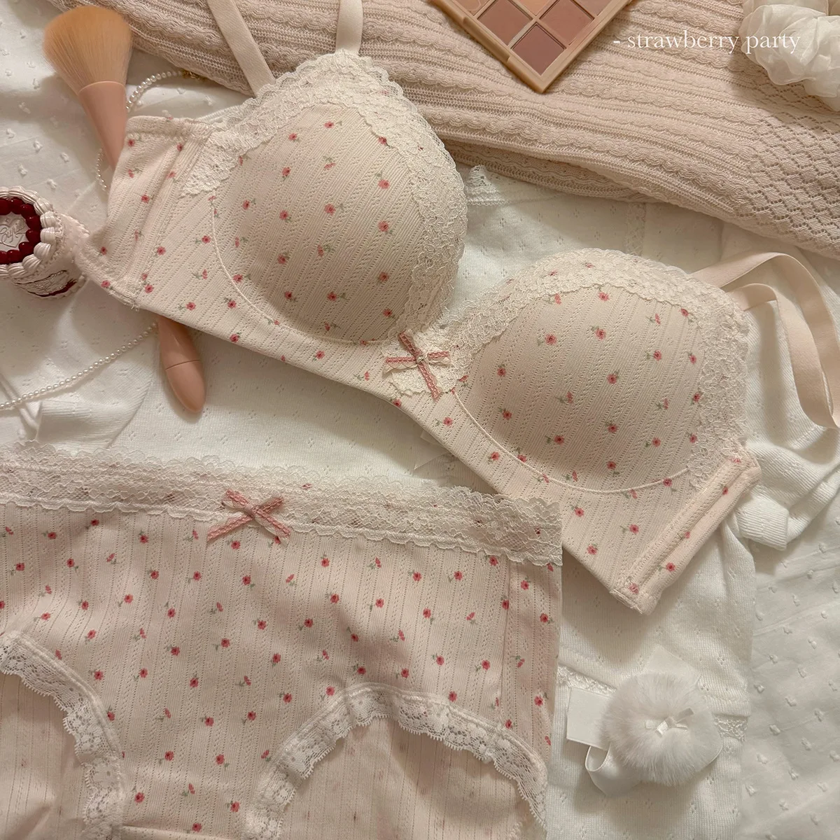 Conjunto sujetador y braguita de encaje para chicas con push-up