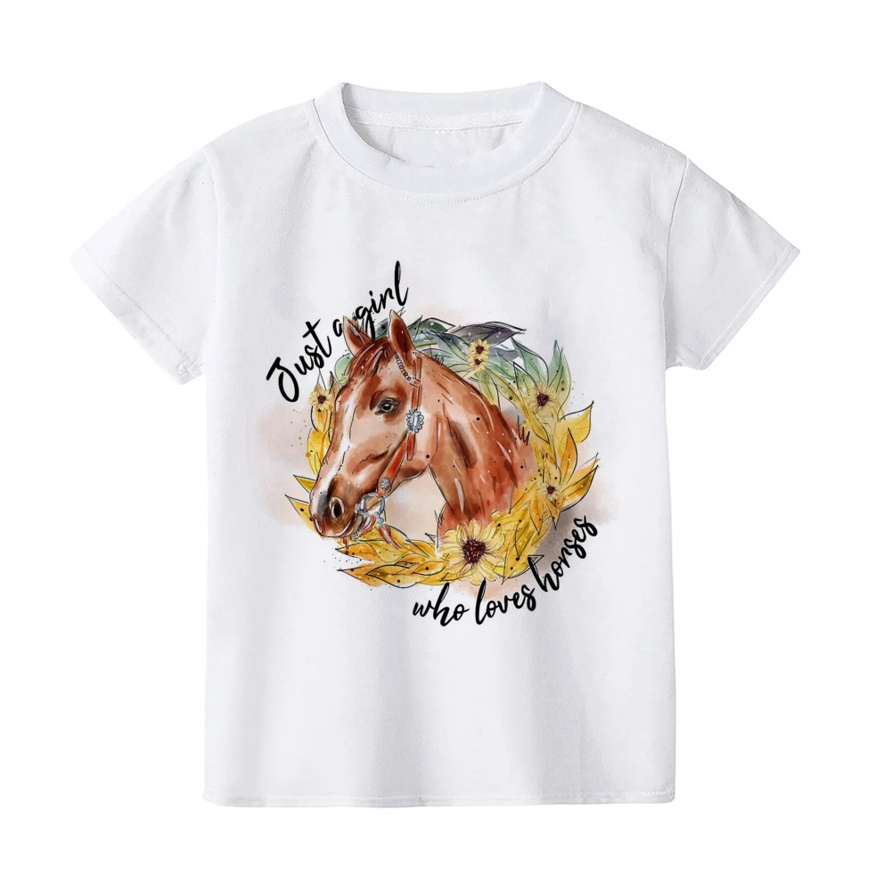 Camiseta manga corta para niña verano con diseño de caballos - imagen 3