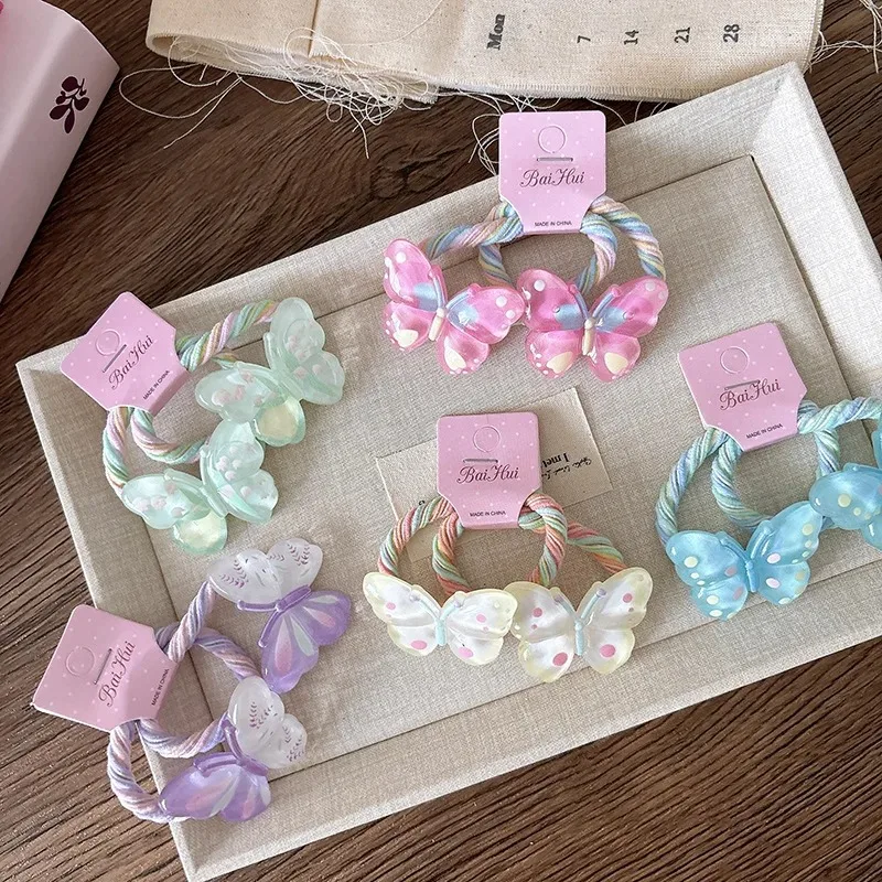 Gomas de pelo elásticas con lazo mariposa para niña dulce - imagen 5