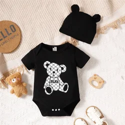 Pelele body con estampado de osito y sombrero para bebé recién nacido